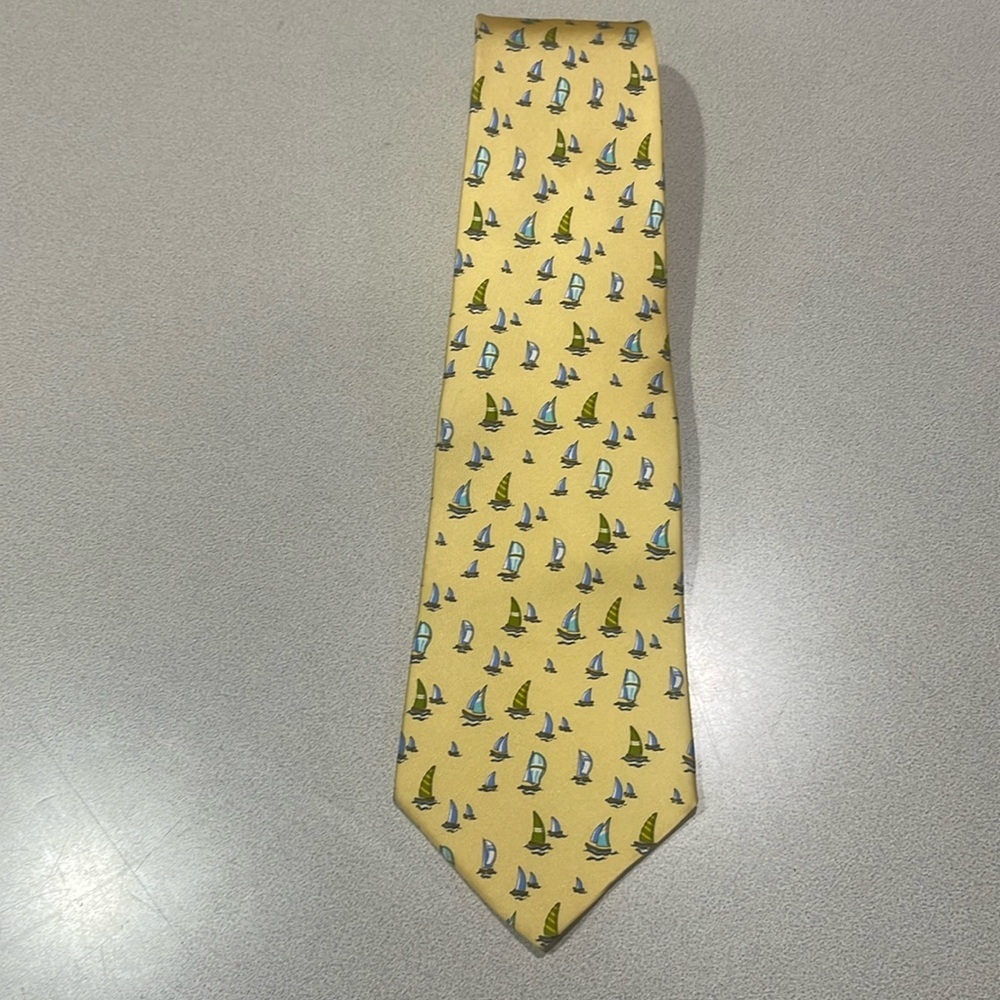 Salvatore Ferragamo Yellow Tie with Sailboat Pattern